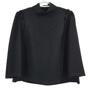 Sezane Black Ruffle mock neck top 40